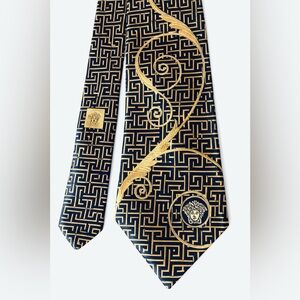 Versace Medusa Blue and Gold Silk Tie